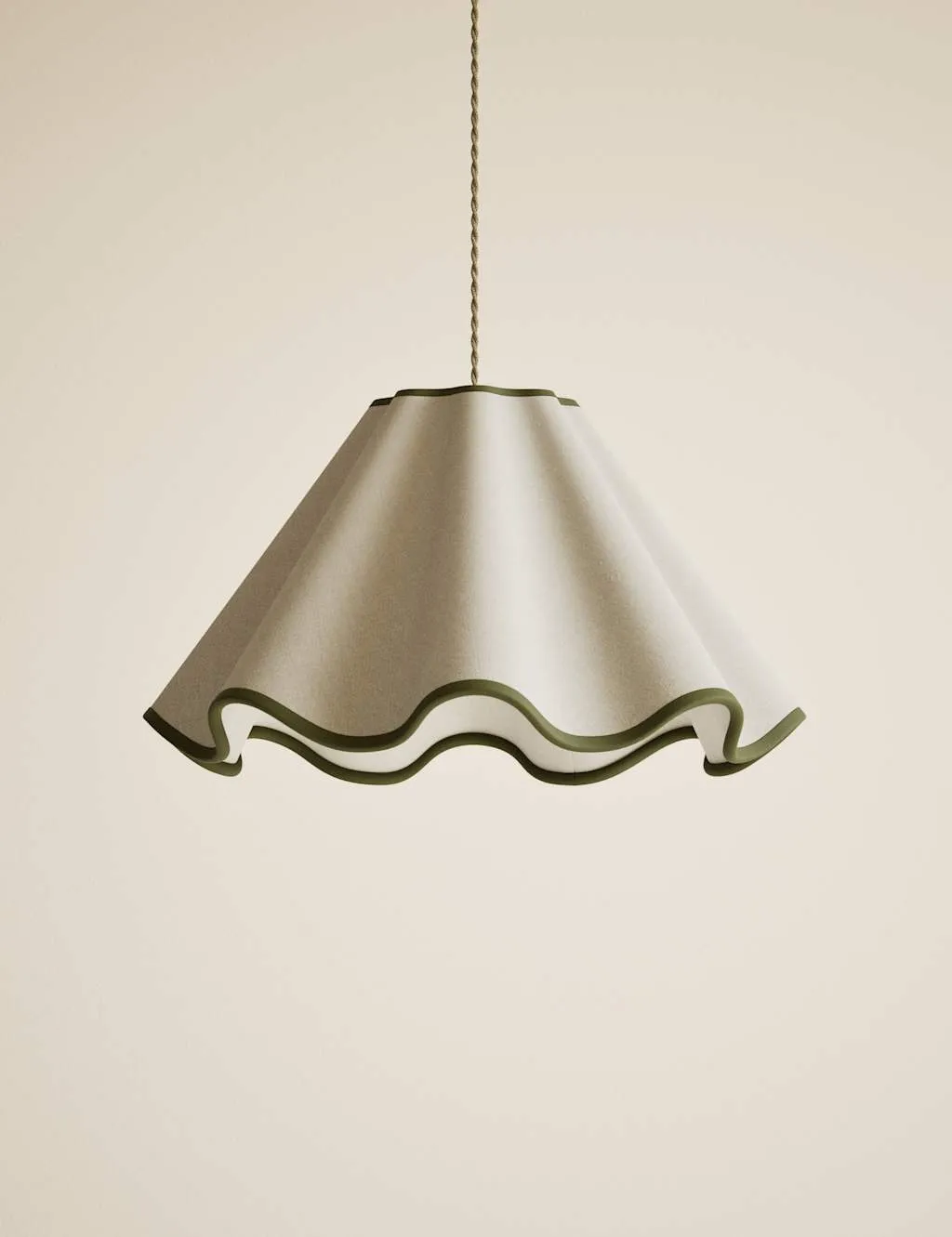 M&S Wave Scallop Large Lamp Shade Green