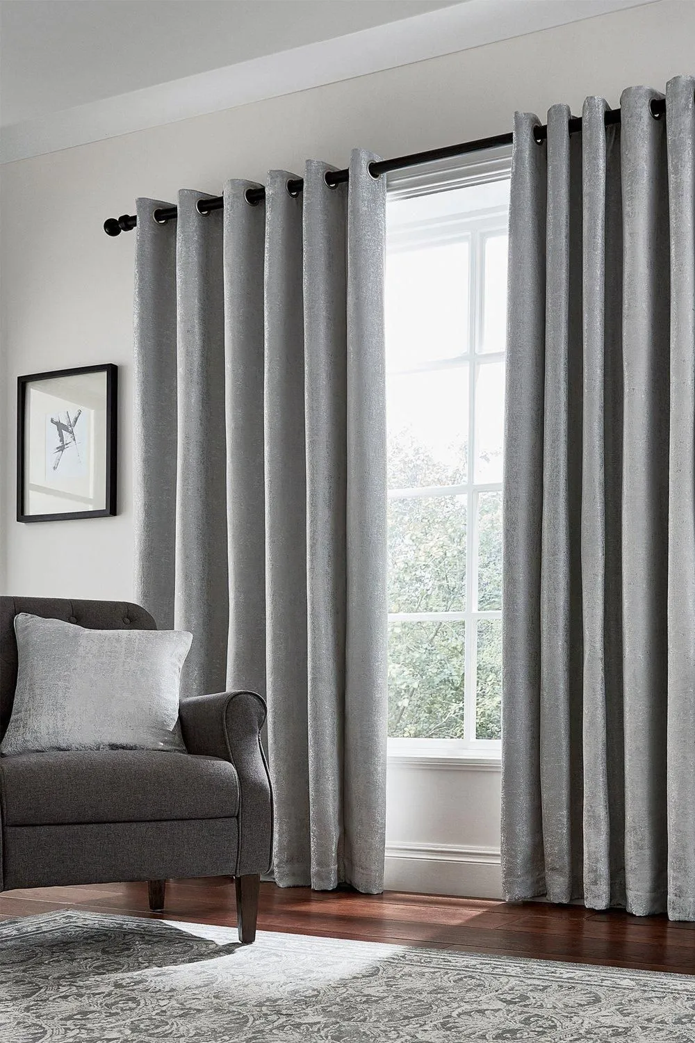Helena Springfield 'Roma' Woven Lined Curtains in Silver 1