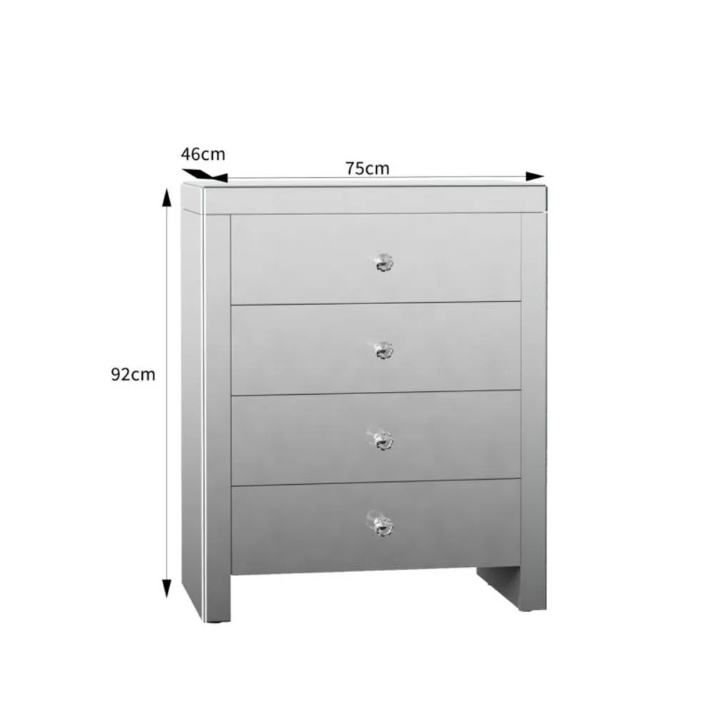 Comfy Living Ltd Mirrored 3 Drawer Chest Of Drawers in Silver 5