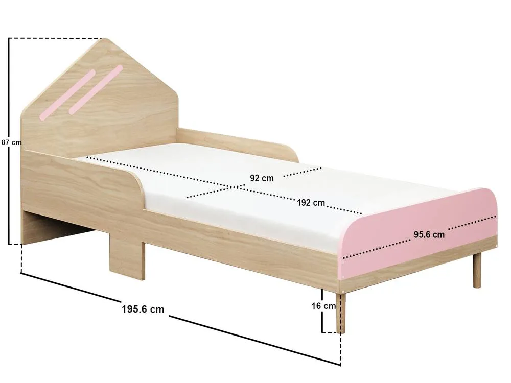 Flair Noah Single Bed Oak in Pink 6