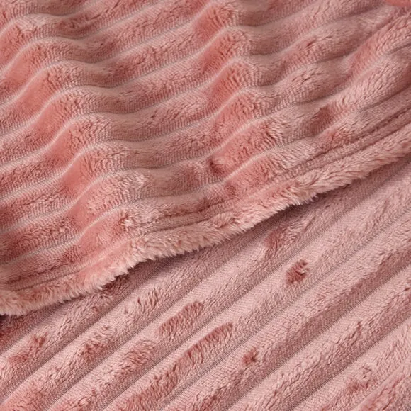 Ribbed Fleece Throw Blanket 200cm x 200cm 2