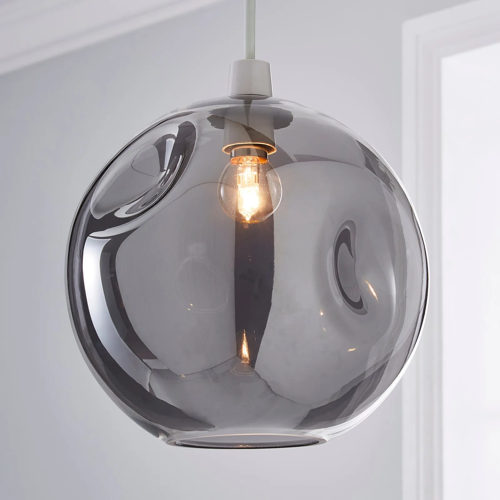 Alexis Glass Easy-Fit Pendant 25cm Grey