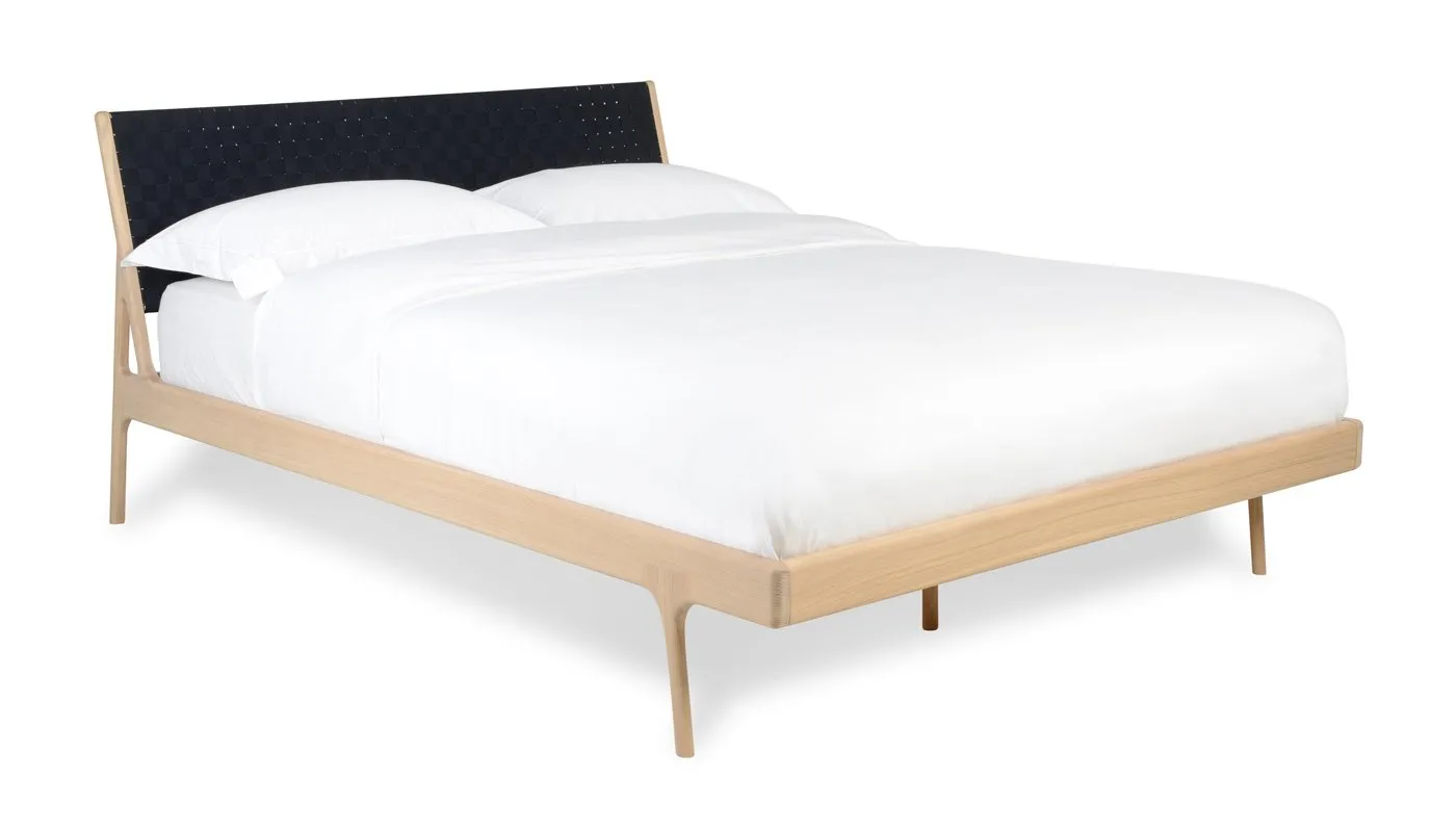 Gazzda Fawn King Size Bed Oak Black Webbing With Slats