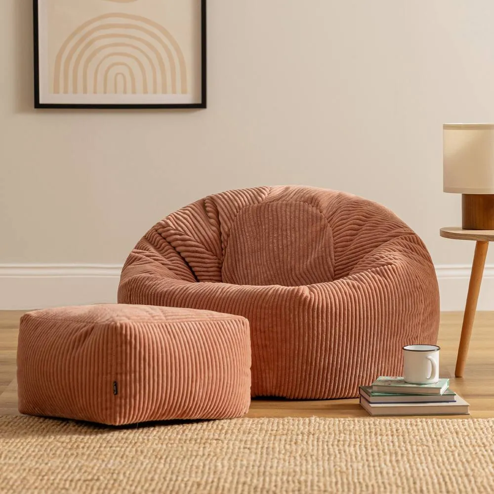 icon Kingston Bean Bag & Footstool Jumbo Cord Bundle in Light Pink