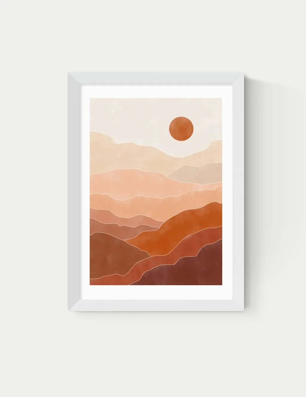 East End Prints Terracotta Landscape Framed Art Print White
