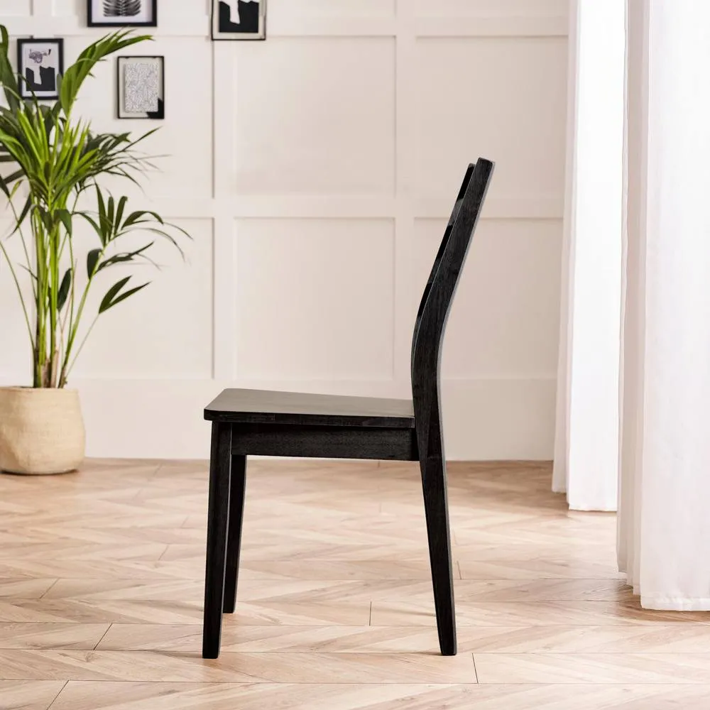 FurnitureboxUK 2x Lynton Black Wooden Dining Chairs 4