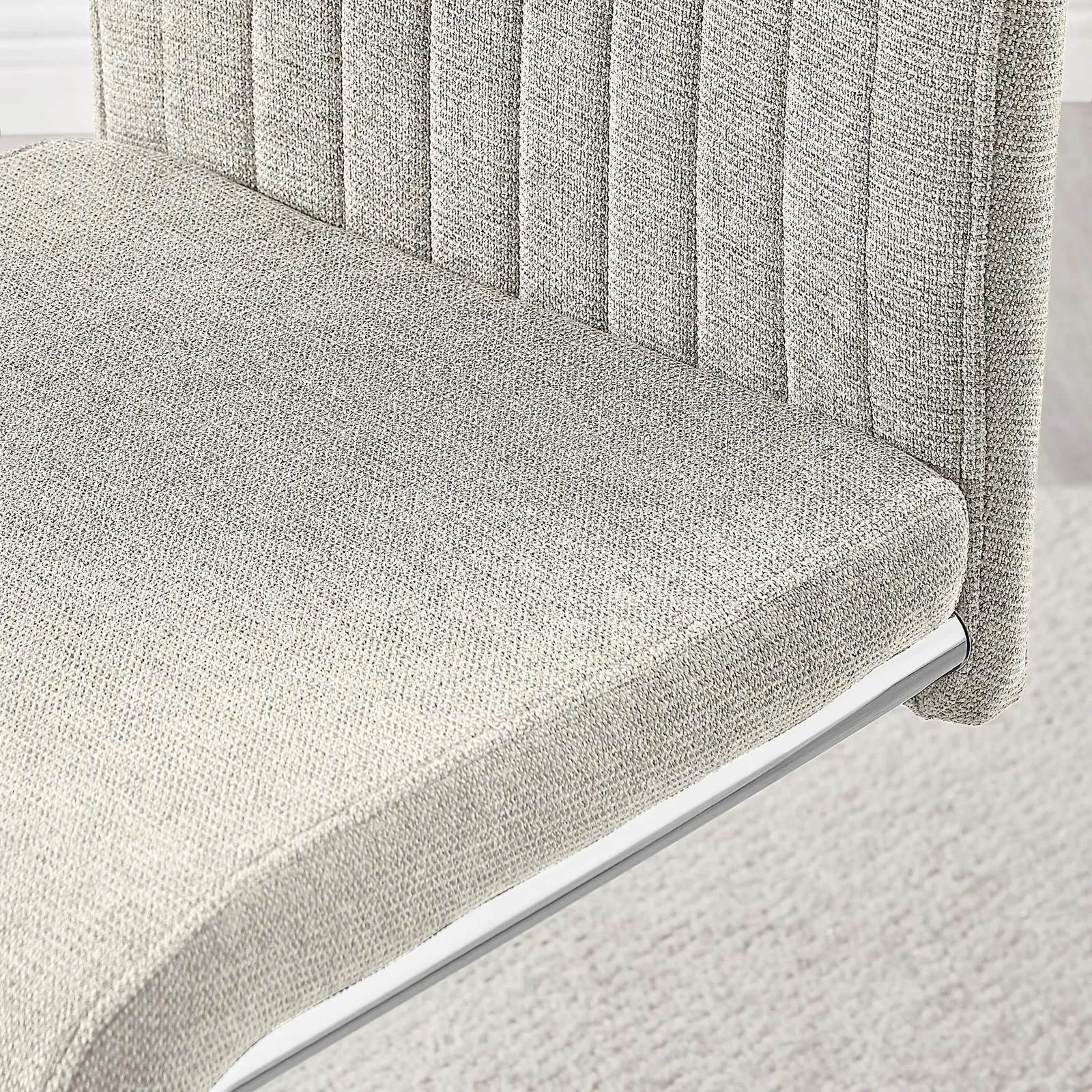 FurnitureboxUK Lorenzo 2x Fabric Silver Leg Dining Chair in Cream 6