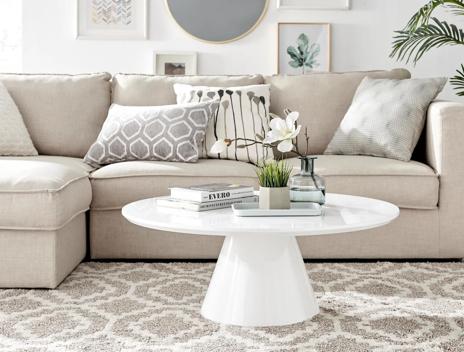 FurnitureboxUK Palma Round Coffee Table with Pedestal Pillar Base & Semi-Matte or High Gloss Finish for Modern Minimalist Industrial Look in White 5