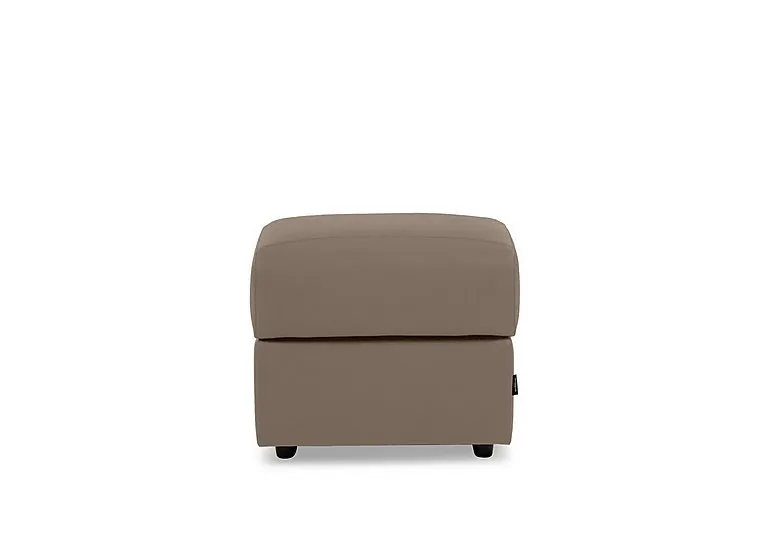 Marconi Square Leather Storage Footstool - Torello Taupe