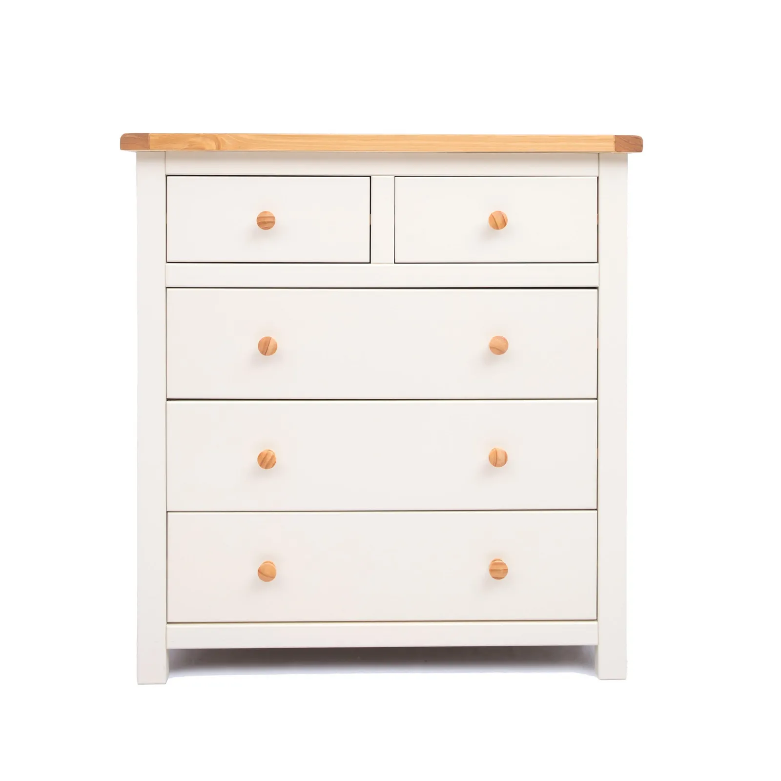 Cabinet Bits Maggiori 5 Drawer Chest of Drawers Wood Knob in Off-White