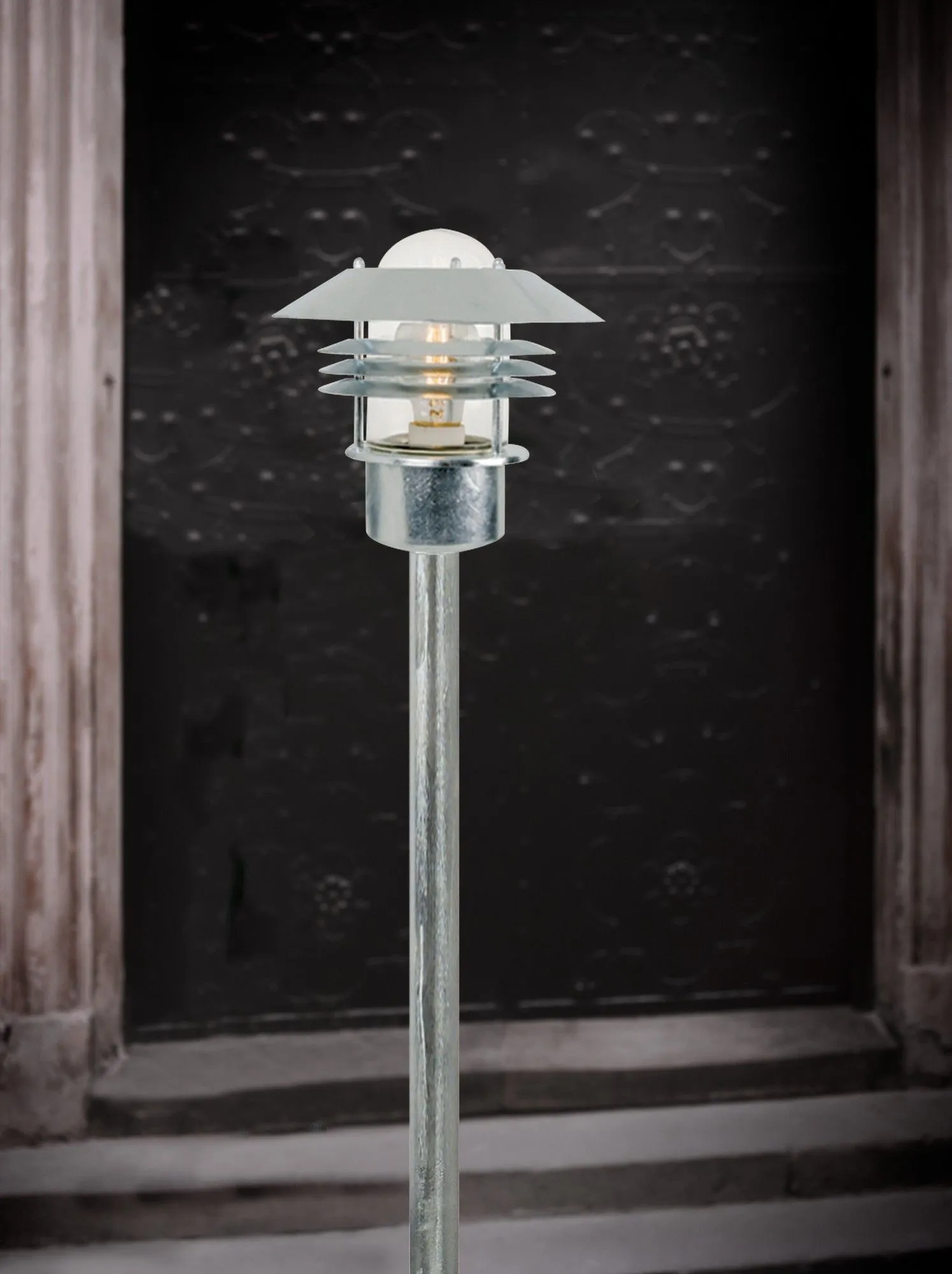 Nordlux Veje Outdoor Post Light Silver Galv Steel Garden E27 IP54 Mains 3