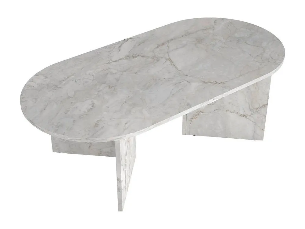 Vente-unique Coffee Table - White Marble Effect - TOPANIA 6