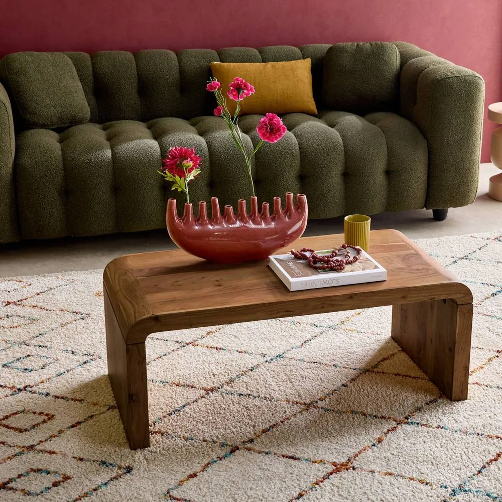 sweeek Rectangular coffee table solid acacia wood in Dark Brown 3