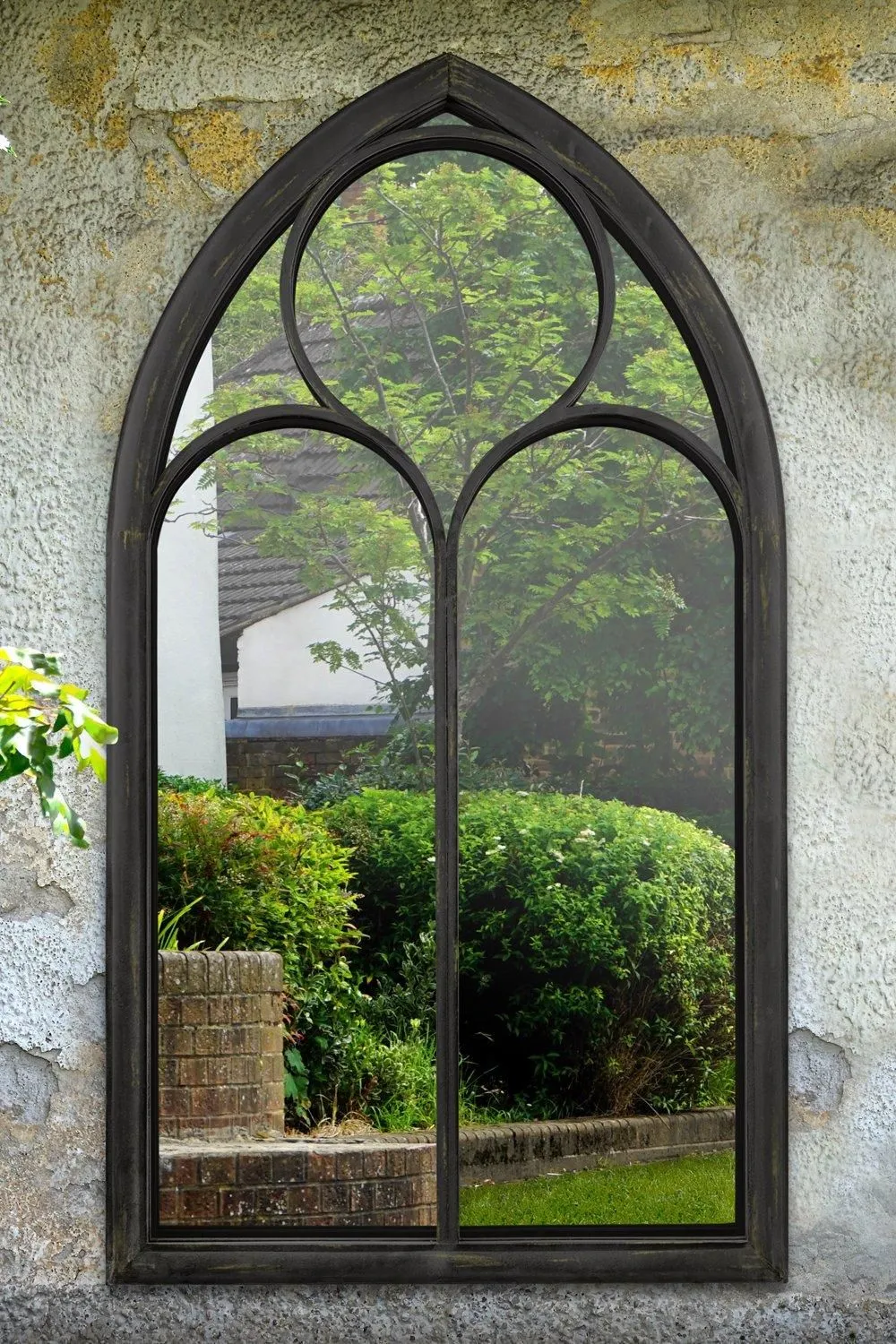 MirrorOutlet 'Somerley' Chapel Arch Large Black Garden Wall Mirror 150cm x 81cm