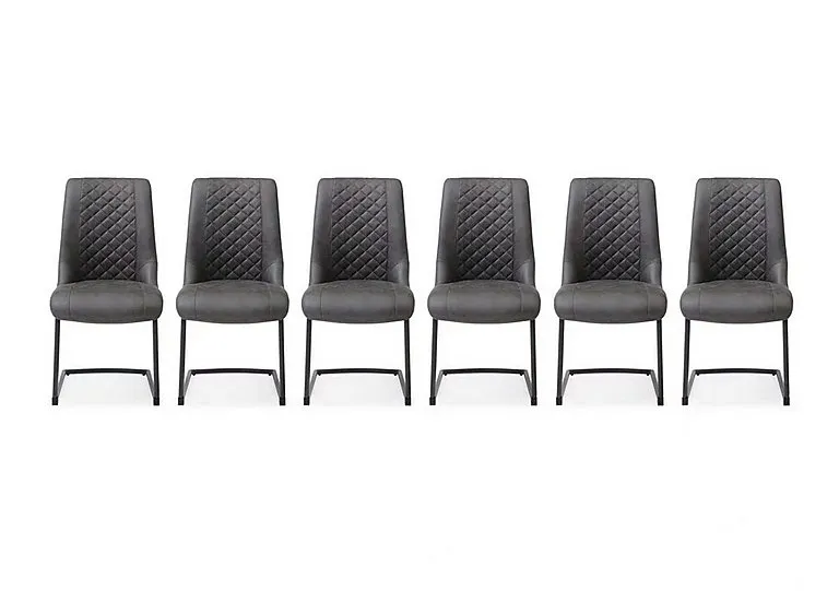 Jayden Set of 6 Faux Leather Cantilever Dining Chairs - Dark Grey