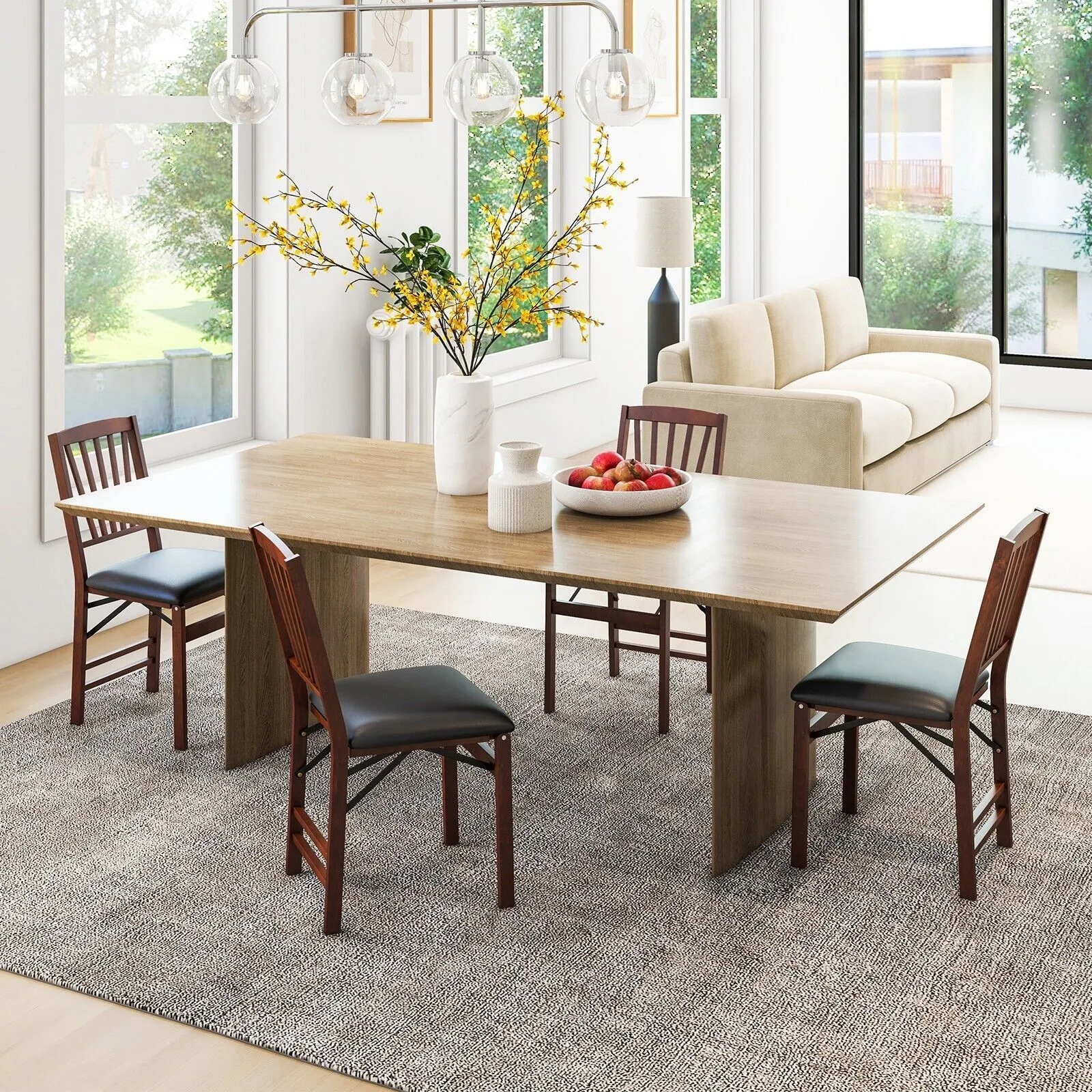 Costway Set of 2 Folding Chair Padded Kitchen Dining Seat Upholstered 5