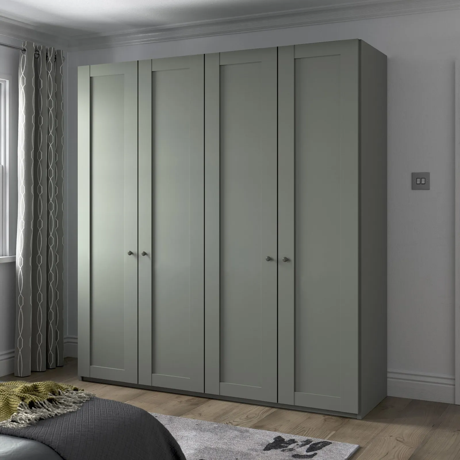 Varese 2M 4 Door Wardrobe, Green | Barker & Stonehouse 2