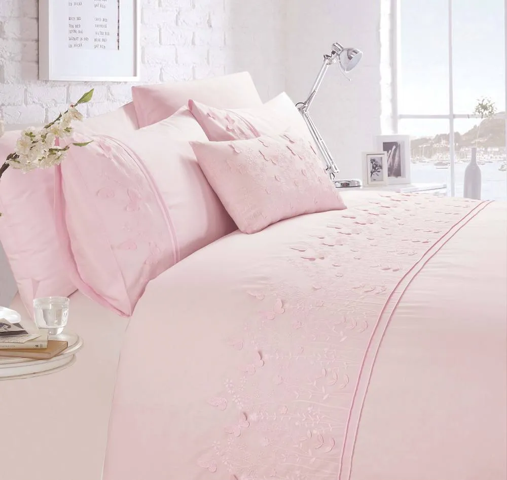 Rapport Home Papillon Polycotton Duvet Cover Set with Pillowcase in Dusty Pink