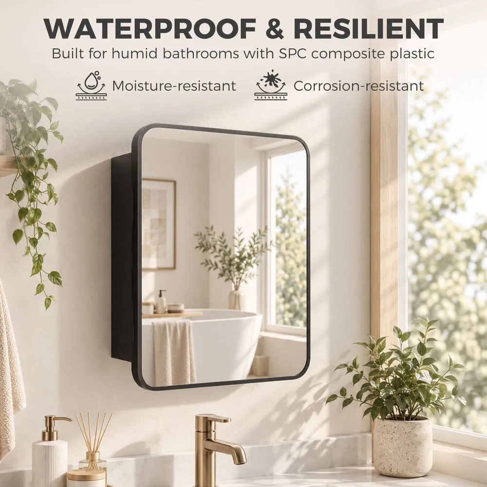 HOMCOM Bathroom Medicine Mirror Cabinet, Bathroom Wall Cabinet in Black 5