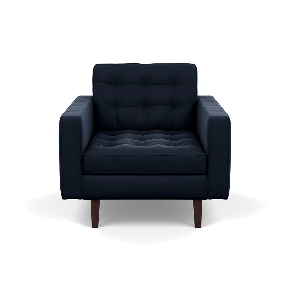 Heal's Hepburn Armchair Nobilis Velvet Night Black Feet