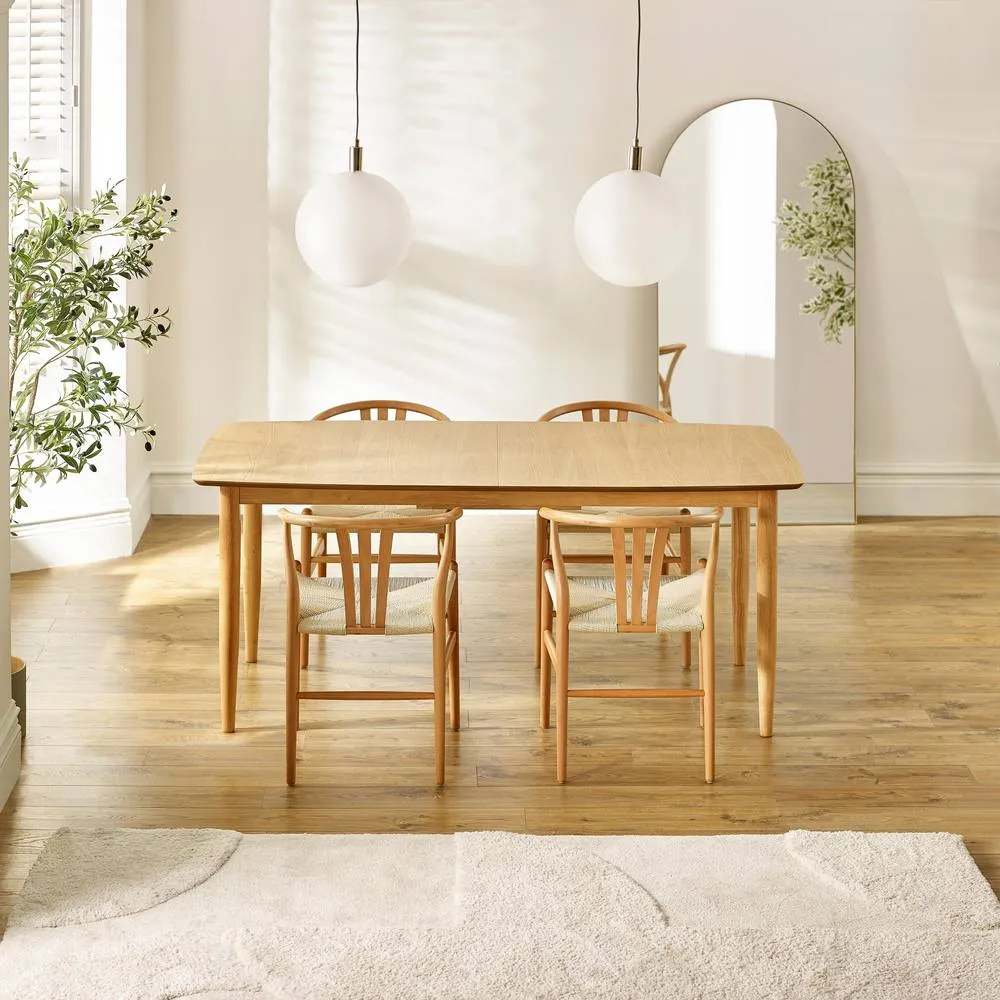 FurnitureboxUK Leif Oak Effect Rectangular Extending Table & 4 Caia Dining Chairs in Light Oak 2