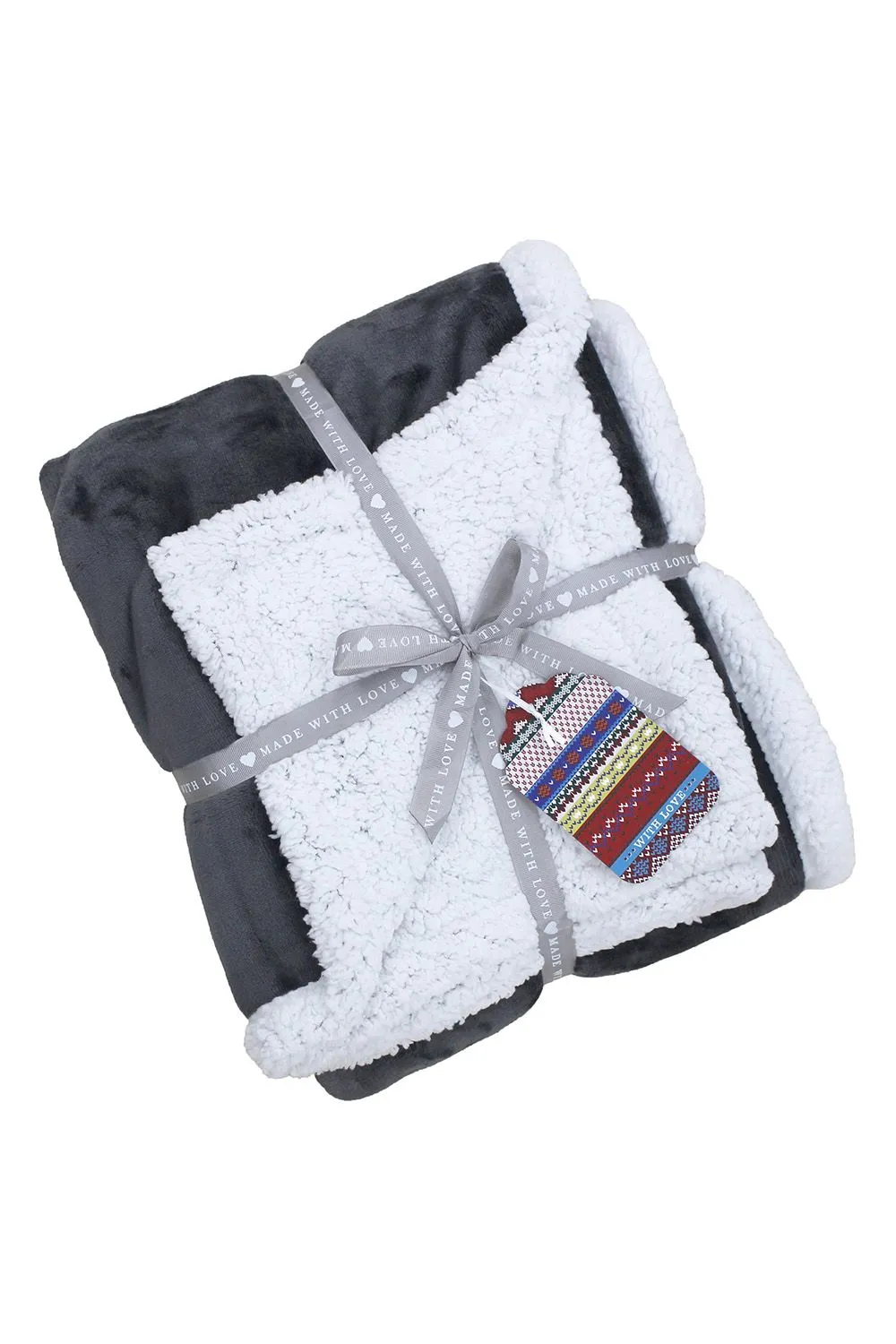 Essentials Lux Sherpa Sherpa Fleece Throw in Charcoal