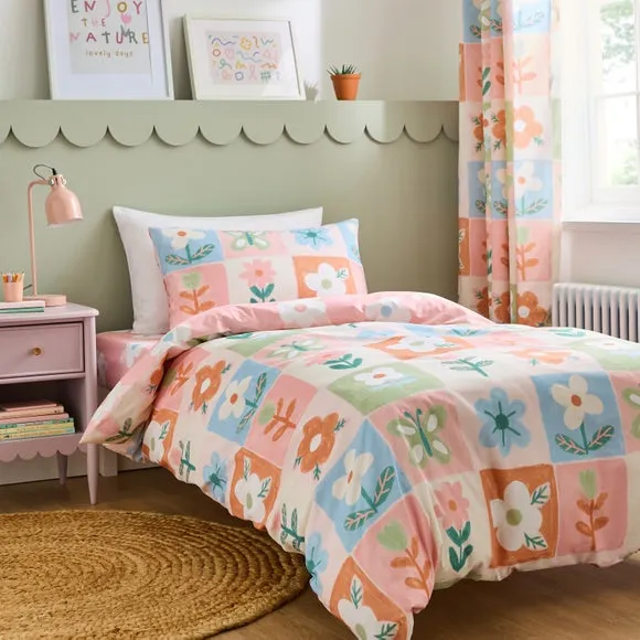 Patchwork Floral Polycotton Duvet Cover & Pillowcase Set 1