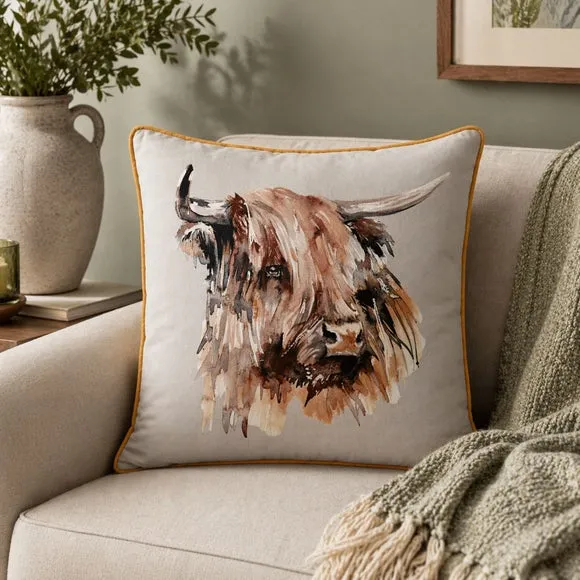 Meg Hawkins Highland Cow Cushion