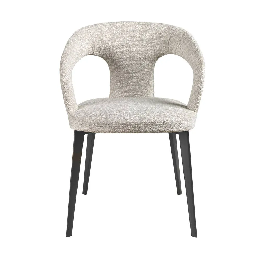 Angel Cerda Off-White Fabric Dining Chair with Armrests Model 2