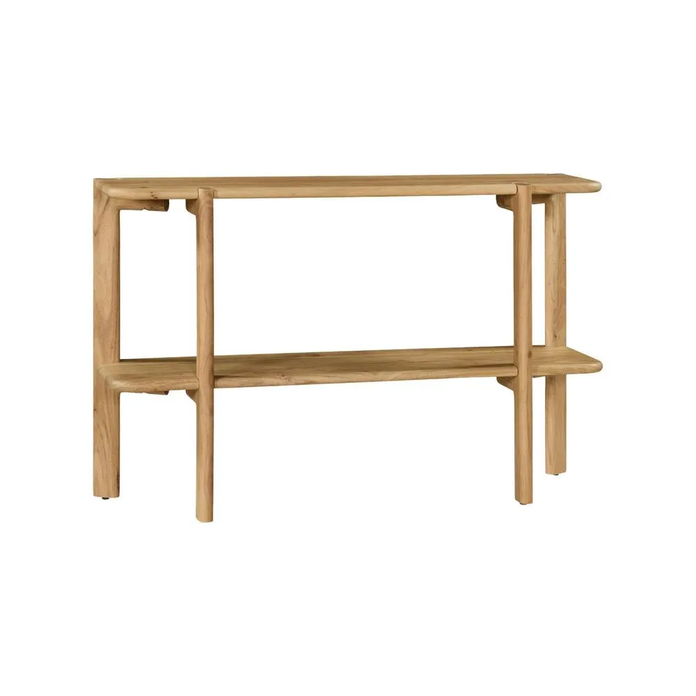 sweeek Exotic acacia wood console with 1 shelf in Beige 2