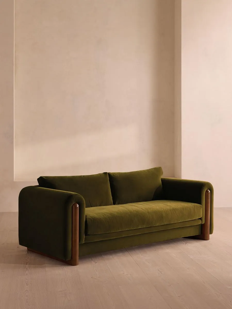Farrell Three Seater Sofa, Velvet, Olive