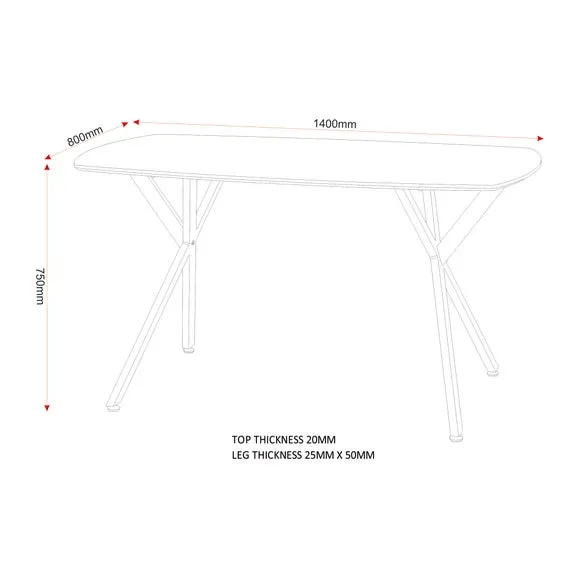 Athens 4 Seater Rectangular Dining Table, Grey 3