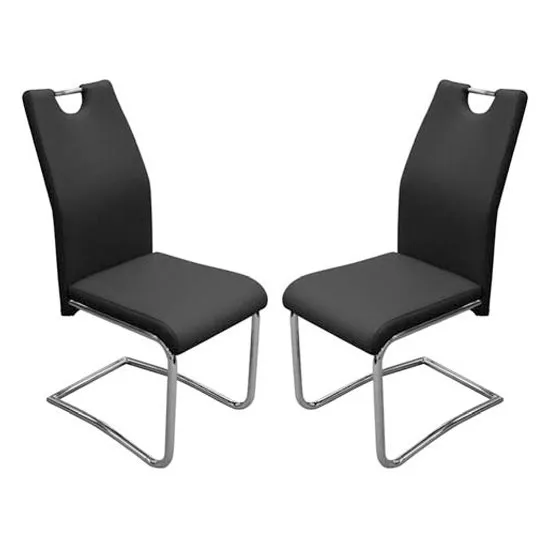 Capella Black Faux Leather Dining Chair In Pair
