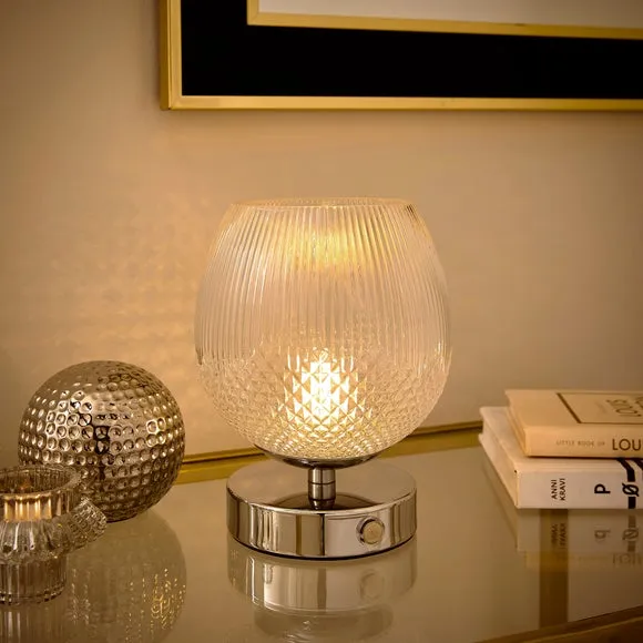 Cassia Pressed Glass Rechargeable Touch Dimmable Table Lamp 2