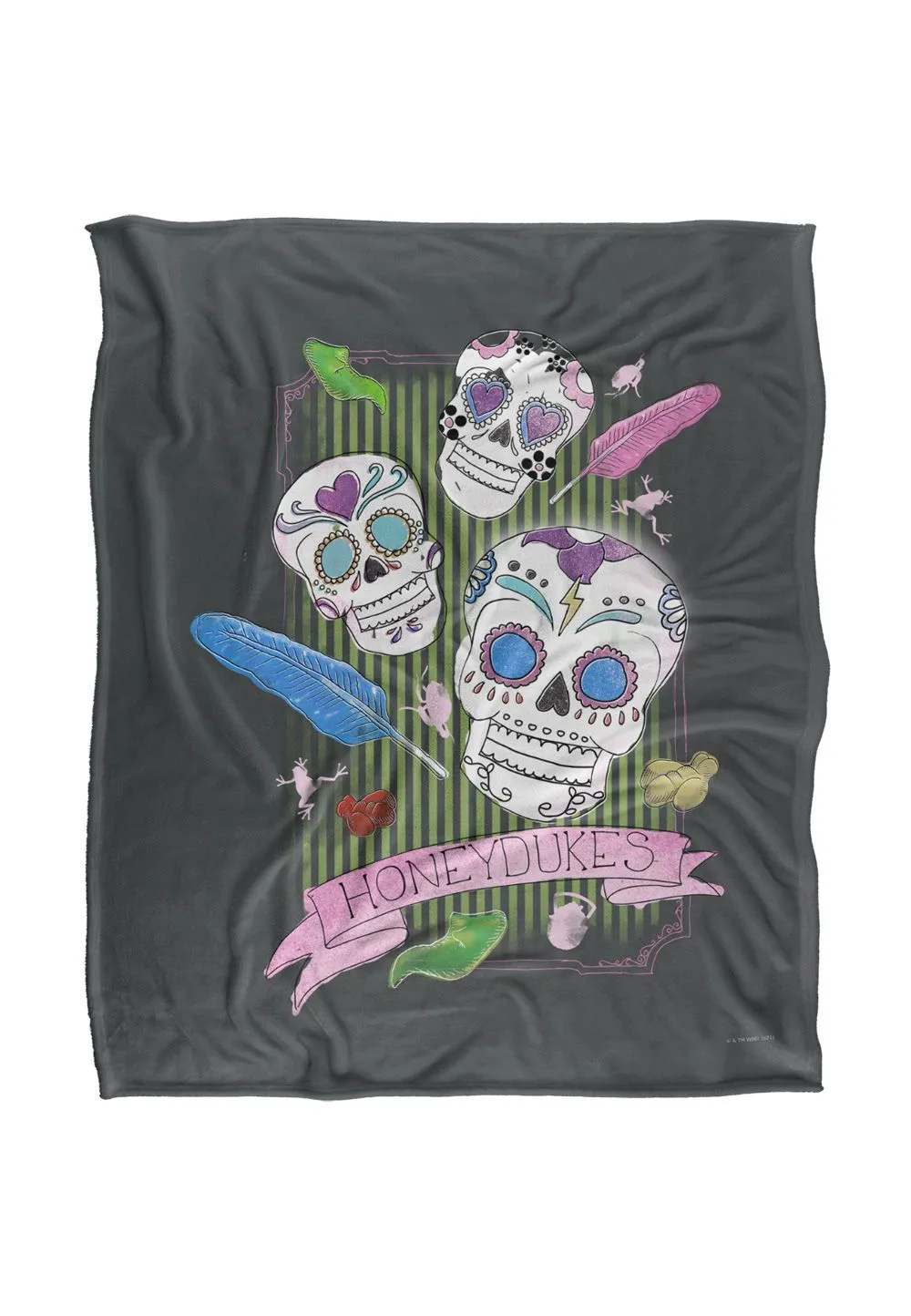 Harry Potter Honeydukes Sugar Skulls Officially Licensed Silky Touch Super Soft Throw Blanket 152x127 cm in White