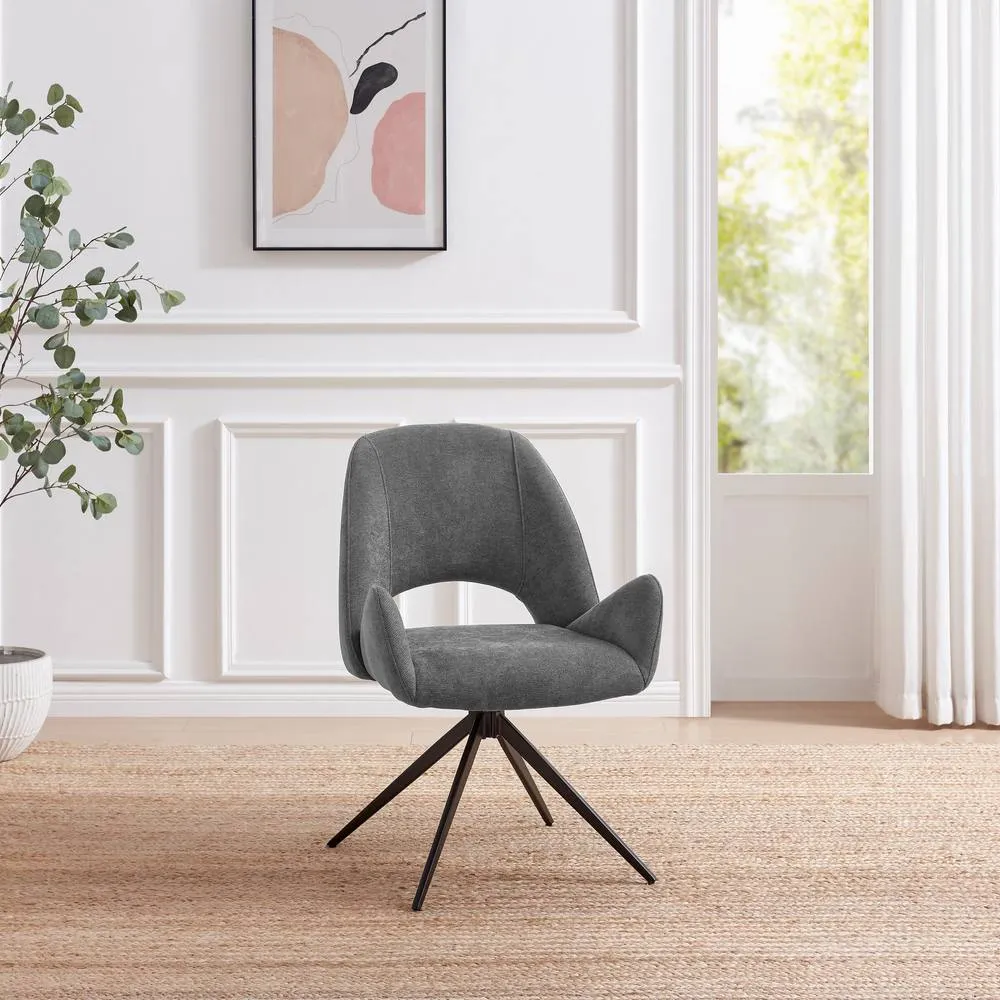 FurnitureboxUK 2x Layla Grey Fabric Swivel Dining Chairs 4