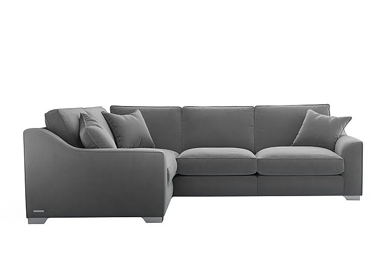 Isobel Small Fabric Left Hand Facing Corner Fibre Fill Sofa - Koala Cub with Chrome Feet