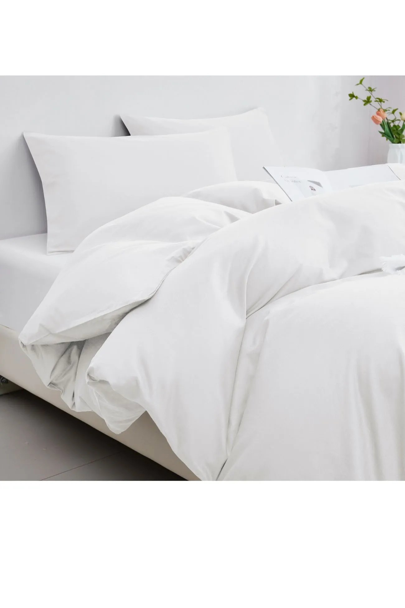 Ezysleep 100% Egyptian Cotton Silver Duvet Cover Set in White