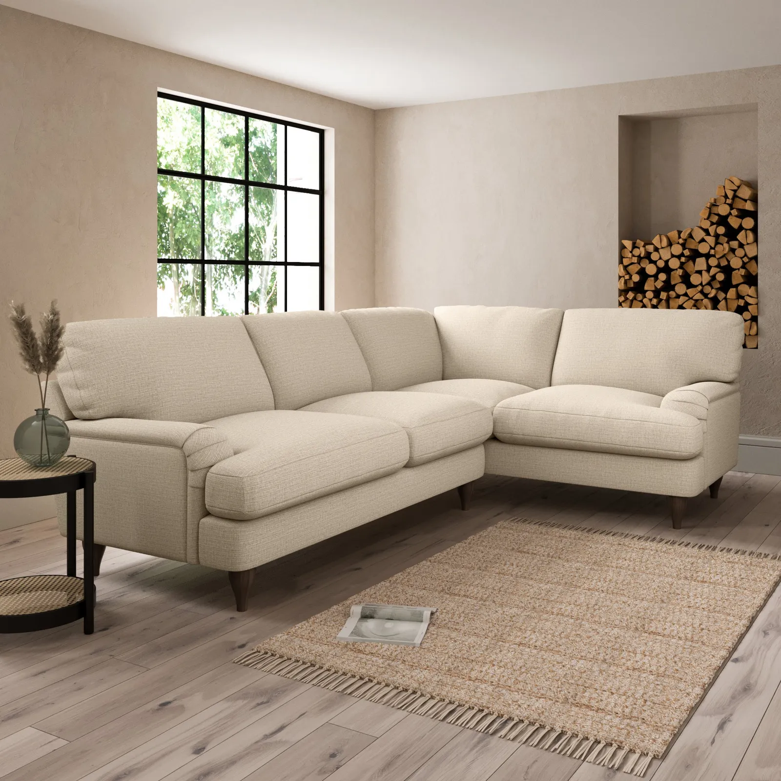 Darwin Textured Weave Right Hand Corner Sofa Yellow