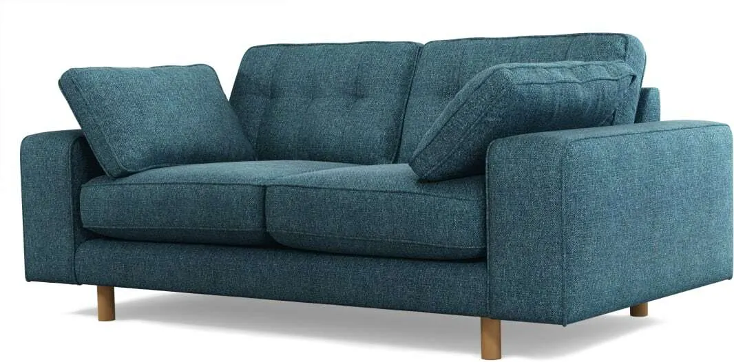 Content by Terence Conran Tobias, 2 Seater Sofa, Textured Weave Aegean Blue, Light Wood Leg