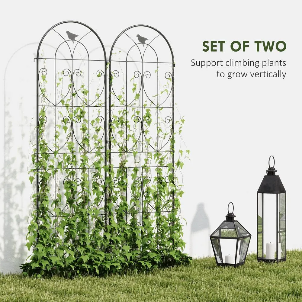OUTSUNNY Set of 2 Metal Garden Trellis, Outdoor Trellis Panels, 180 x 50cm in Black 4