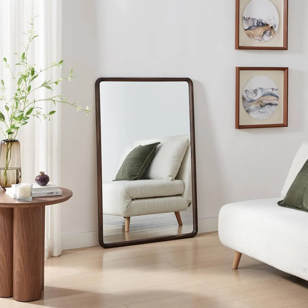 FurnitureboxUK Rowena Walnut Wood Large 120x80cm Rectangle Wall Mirror