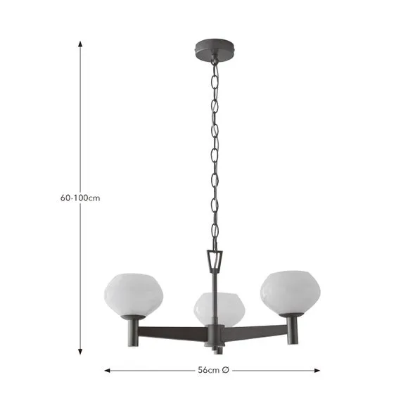 Hartford Alabaster 3 Light Semi Flush Ceiling Light 6