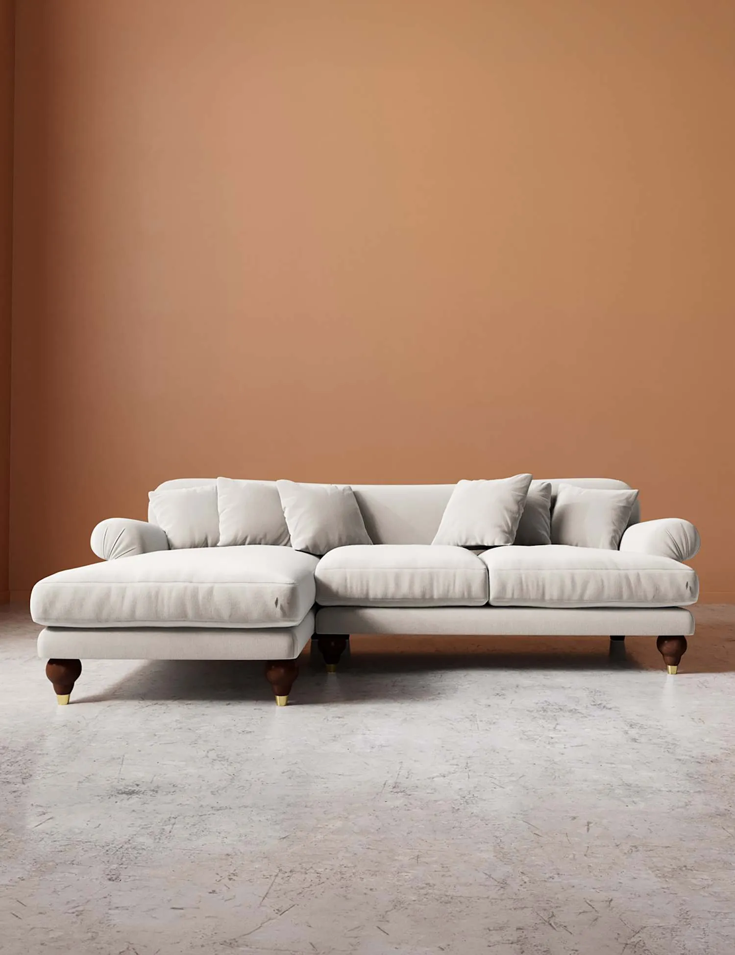 Swoon Willows Crushed Velvet Left Corner Sofa Cream