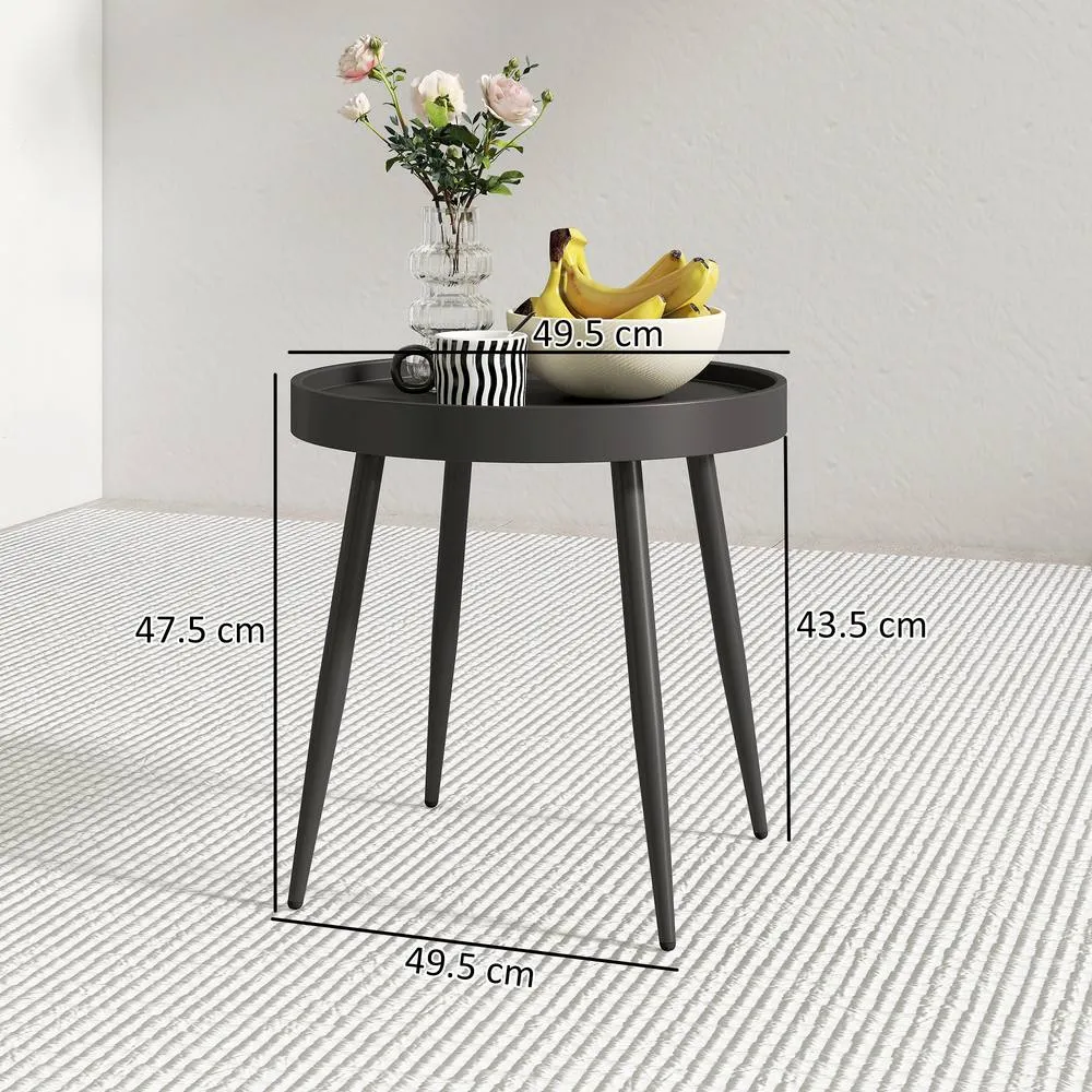 OUTSUNNY Round Garden Table, Outdoor Coffee Side Table with Plastic Top in Black 3
