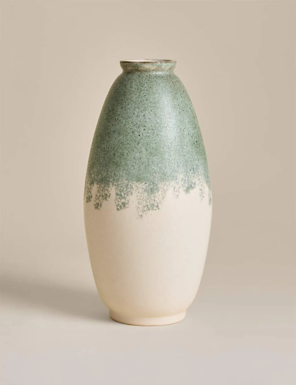 M&S Tall Rounded Ceramic Vase Green