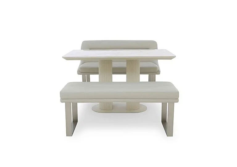 Avorio Fixed Dining Table, High Back Bench and Low Bench Set