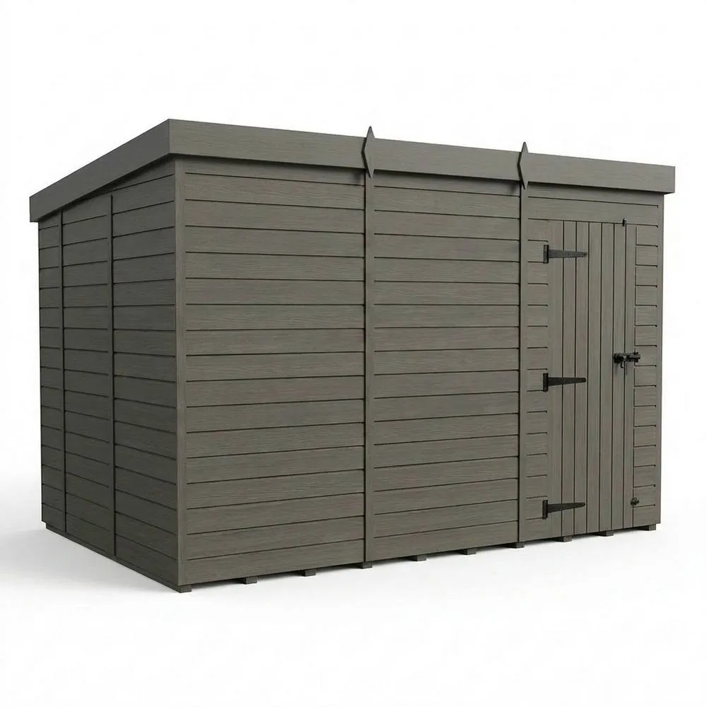 Buttercup Farm 15ft x 10ft Composite Pent Garden Shed Single Door No Windows in Grey