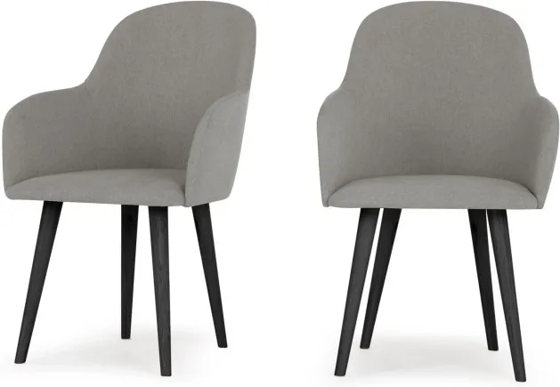 Set of 2 Stig High Back Carver Dining Chairs, Manhattan Grey and Black