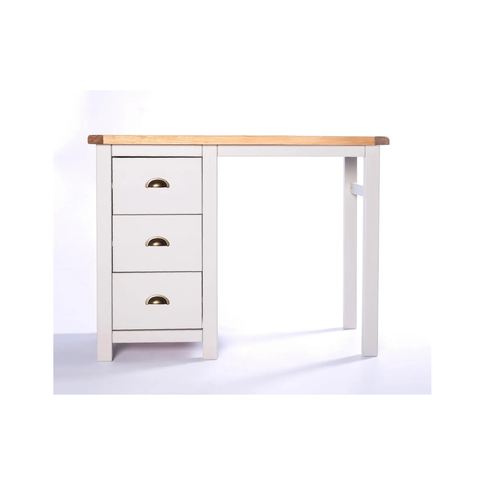 Cabinet Bits Argenta 3 Drawer Desk - Dressing Table Brass Cup Handle in Light Grey 3